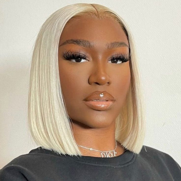 Flash Sale | 613 Blonde Straight Bob Wig 4x4 Lace Front Wig Pre-plucked Hairline