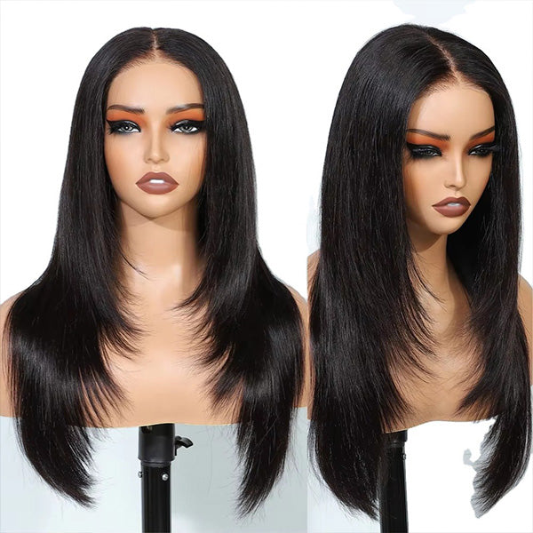 CLEARANCE | Layered Straight Hair Pre-Cut 7x5 HD Lace Wear Go Glueless Wig Pre-Bleached Tiny Knots