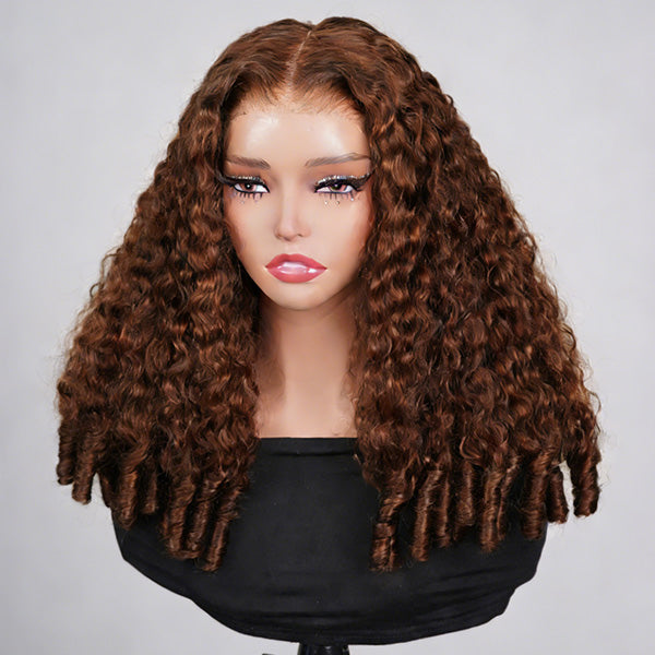 OQ HAIR Chocolate Brown Glueless Burmese Curly Pre-Cut 13x6 Lace Wear Go Wig Adjustable Drawstring For Perfect Fit