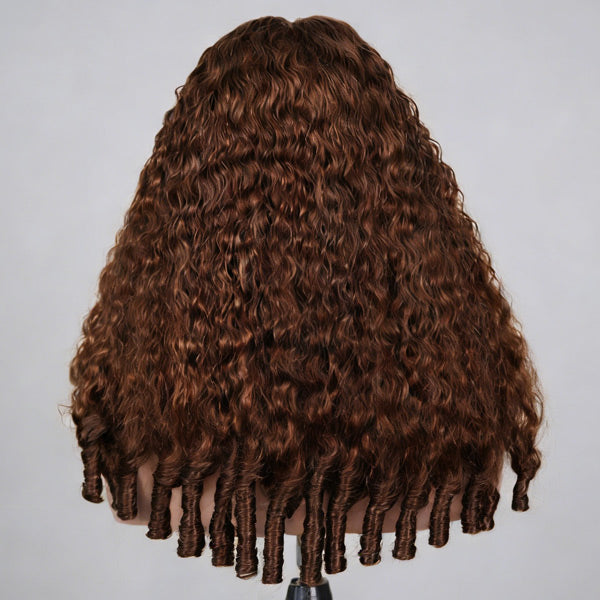 OQ HAIR Chocolate Brown Glueless Burmese Curly Pre-Cut 13x6 Lace Wear Go Wig Adjustable Drawstring For Perfect Fit