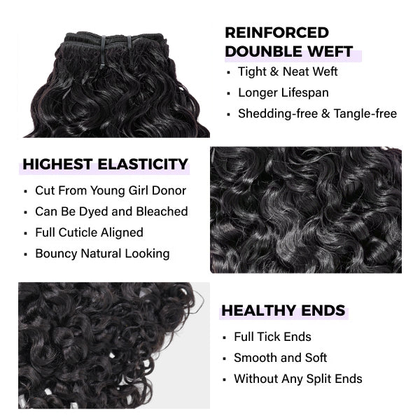 Indian Curly Hair Bundles Double Weft Bleach Friendly Natural Color Hair Extensions 1/3/4 Pcs