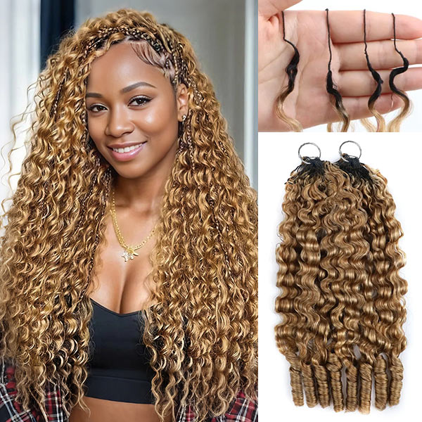 Pre-Sale | OQ HAIR Burmese Curly #27 Honey Blonde Pre-Looped Crochet Human Hair Extensions For Natural Protective Styles