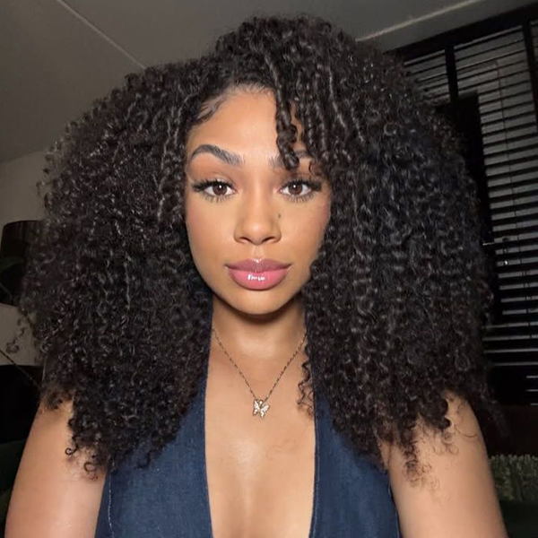 OQ HAIR Wear Go Afro Curly Lace Front Wigs Pre Cut HD Lace Bleached Knots Glueless Wig