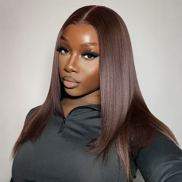 Flash Sale | Chocolate Brown Layer Cut Straight Wear Go Wig