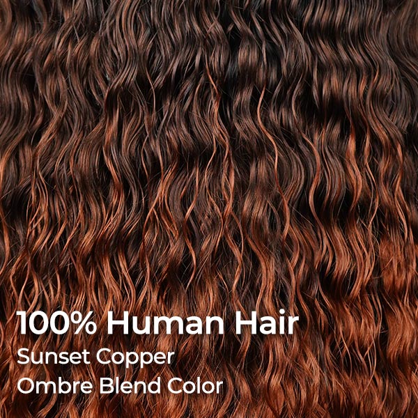 OQ HAIR Glueless Micro Water Wave Black Brown To Copper Ombre Color Custom Fit Drawstring Wear Go Wig Natural Blend