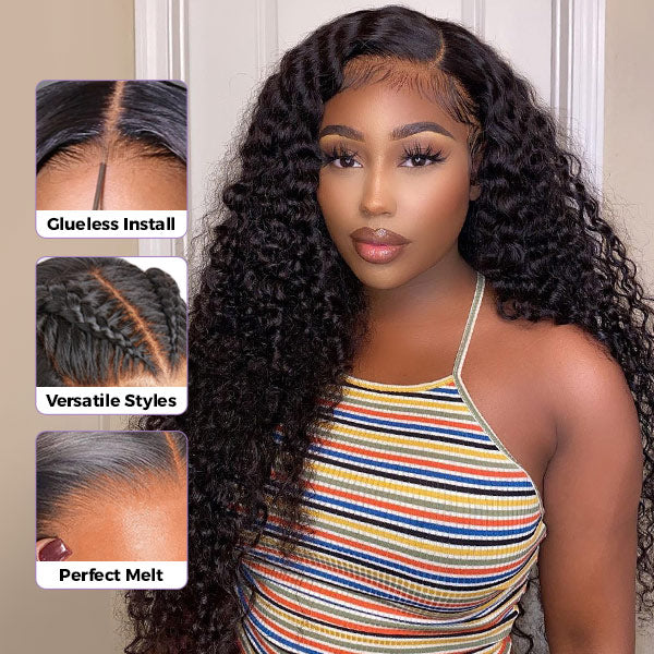 OQ HAIR M-Cap Deep Wave Wear Go Glueless Wigs Bleached Knots Pre Cut 9x6 HD Lace Wigs Pre Plucked Hairline