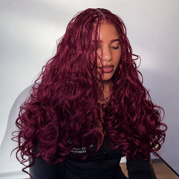 Pre-sale | OQ HAIR Breathable 99J Burgundy Body Wave Human Hair for Crochet Micro Ring Loop Styles
