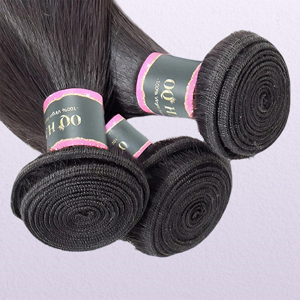 OQ HAIR Body Wave 100% Human Hair 3 Bundles With 4x4 Hand Tied Closure