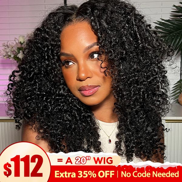 Clearance Sale | Kinky Curly Wear Go Glueless Wigs 4x4 Pre Cut Lace Wigs Pre-Plucked 180% Density