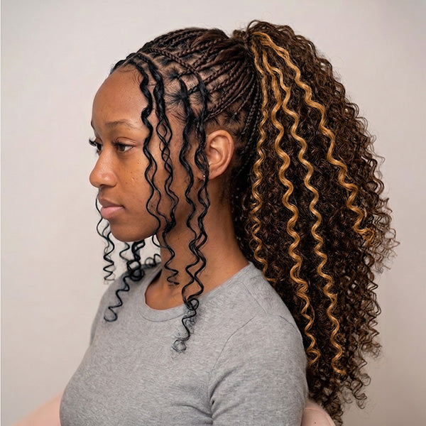 Pre-sale | OQ HAIR Pre Looped Highlight Brown 4/27 Kinky Curly Crochet Human Hair Extensions