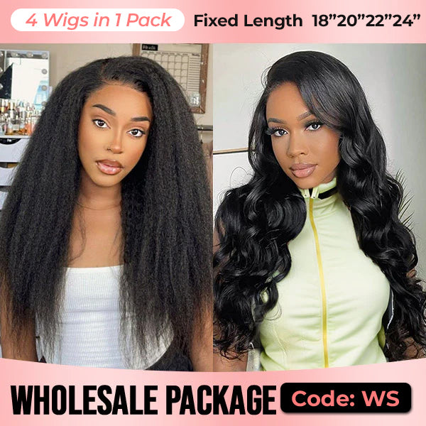 Wholesale Package | Wear Go Glueless Wigs Pre Cut 4x6 Pre Cut HD Lace 100% Glueless Wig