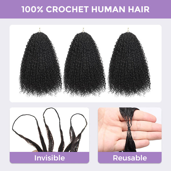 OQ HAIR Bouncy Look Kinky Curly Crochet Human Hair Tangle Free For Natural Boho Braids