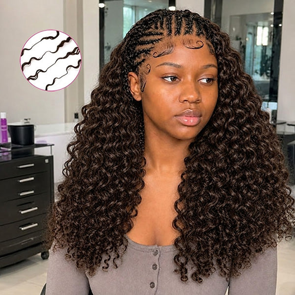 Pre-sale | OQ HAIR Reusable #2 Dark Brown Knotless Burmese Curly Crochet Human Hair Extensions