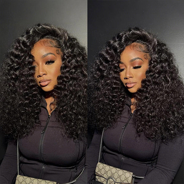 3 In 1 Half Wig | Glueless Loose Curly Elastic Drawstring Natural Blend Wear Go Half Wig