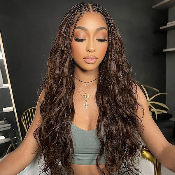 OQ HAIR Body Wave Chocolate Brown Crochet Human Hair Lightweight & Reusable Beginner Friendly Style