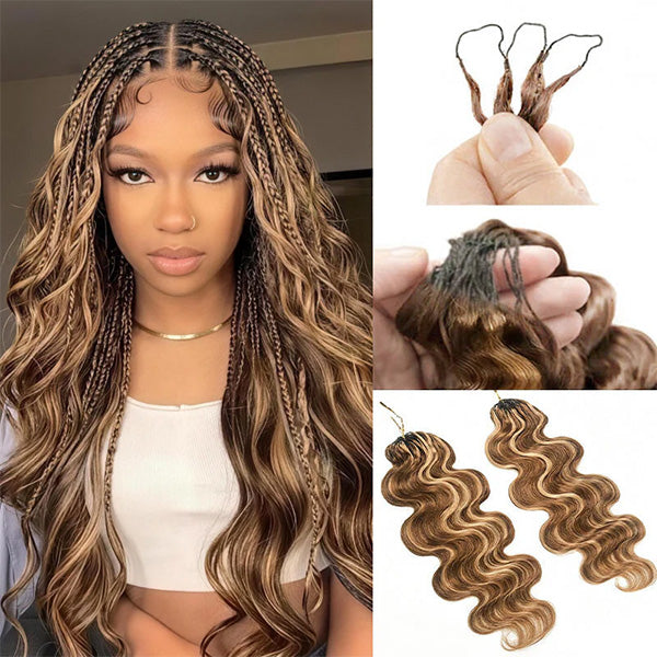 OQ HAIR Body Wave Highlight 4/27 Color Crochet Human Hair Time-Saving Wear Human Hair Extension