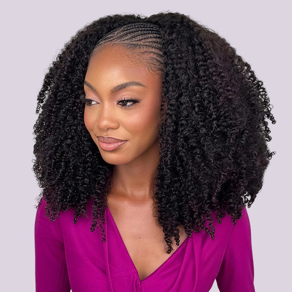 Afro Curly Half Wig Wear Go Glueless Wig Secure Clips Breathable Cap Protective Style