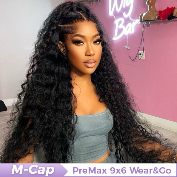 OQ HAIR M-Cap Deep Wave Wear Go Glueless Wigs Bleached Knots Pre Cut 9x6 HD Lace Wigs Pre Plucked Hairline