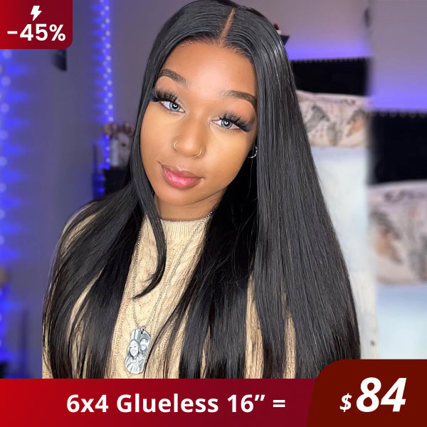 Flash Sale | Silky Straight Easy Wear Go Glueless Wigs Pre Cut 6x4 HD Lace Closure Wigs Beginner Friendly