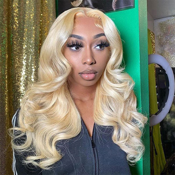 blonde middle part lace front wig