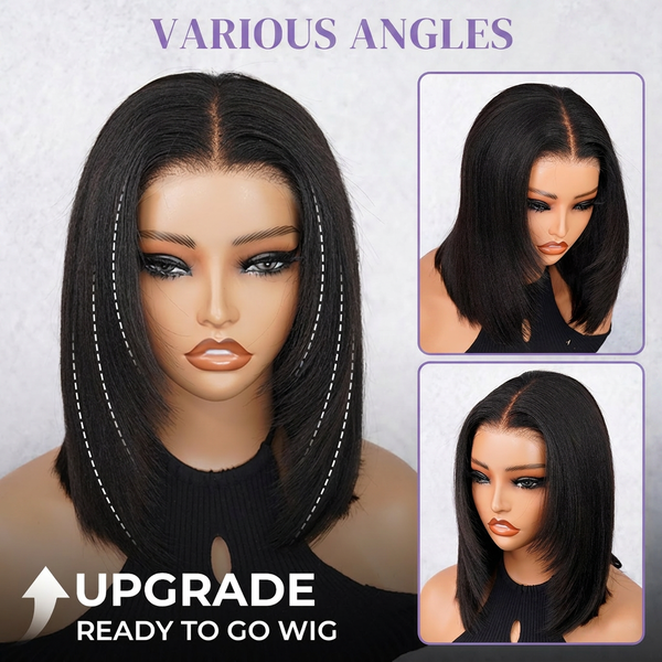 24h Shipping | OQ HAIR 9x6 Tpart Wear Go Layered Cut Bob Yaki Straight Wig Deep Part Lace Glueless Wig With Drawstring