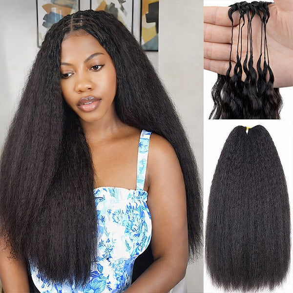 OQ HAIR Natural Kinky Straight Crochet Human Hair Lightweight Micro Twists Pre Separated for Easy Styling