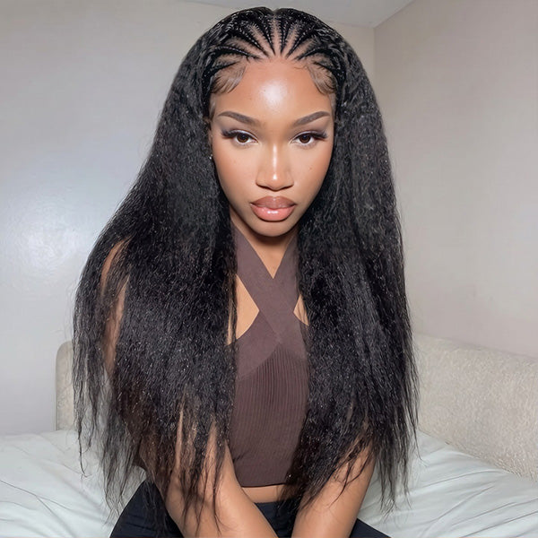 OQ HAIR Natural Kinky Straight Crochet Human Hair Lightweight Micro Twists Pre Separated for Easy Styling