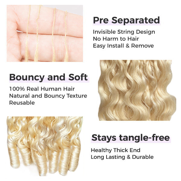 OQ HAIR 613 Honey Blonde Burmese Curly Crochet Human Hair Soft Defined Curls Beginner Friendly