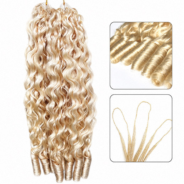 OQ HAIR 613 Honey Blonde Burmese Curly Crochet Human Hair Soft Defined Curls Beginner Friendly