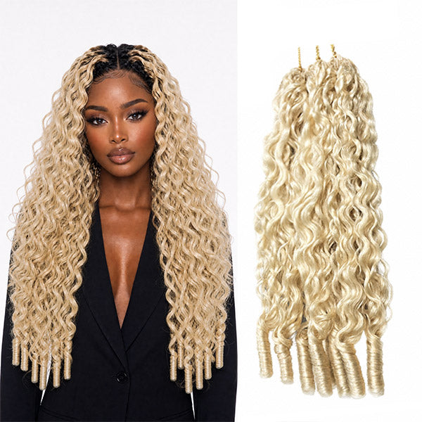 OQ HAIR 613 Honey Blonde Burmese Curly Crochet Human Hair Soft Defined Curls Beginner Friendly