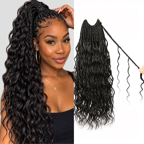 OQ HAIR Premium Natural Wave Crochet Box Braids Hair Soft Defined Curls Crochet Human Hair Shed-Free Easy Install