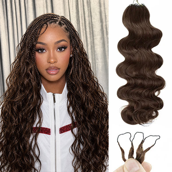 OQ HAIR Body Wave Chocolate Brown Crochet Human Hair Lightweight & Reusable Shed-Free Easy Install