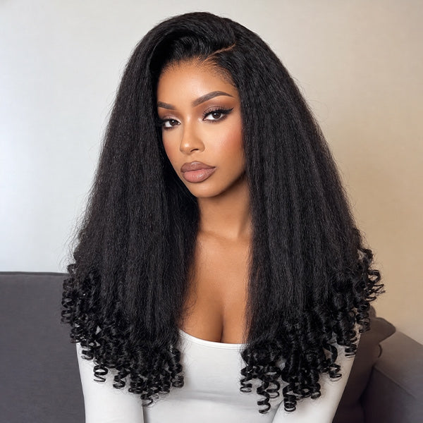 OQ HAIR M-Cap Kinky Straight Burmese Curly Pre Cut 9x6 HD Lace Wear Go Glueless Wigs With Drawstring