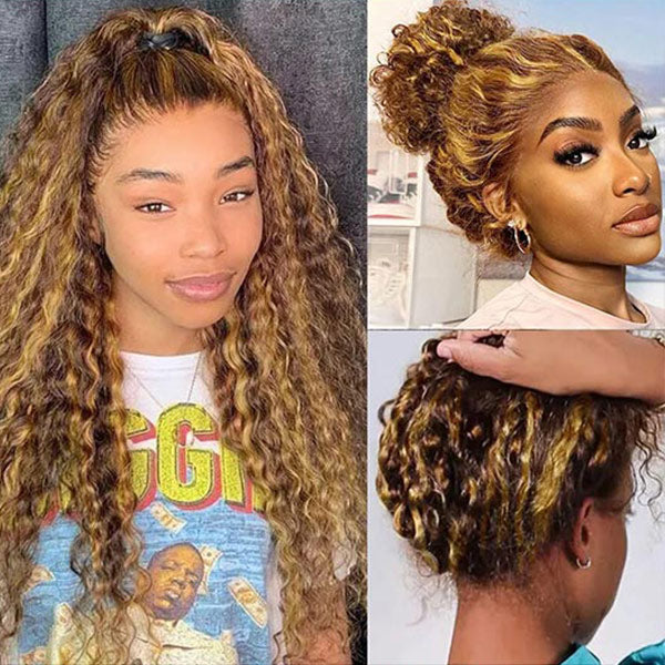 TikTok Viral Water Wave Invisi-Drawstring Bleached Knots Lace Frontal Wear Go 360 Glueless Wig