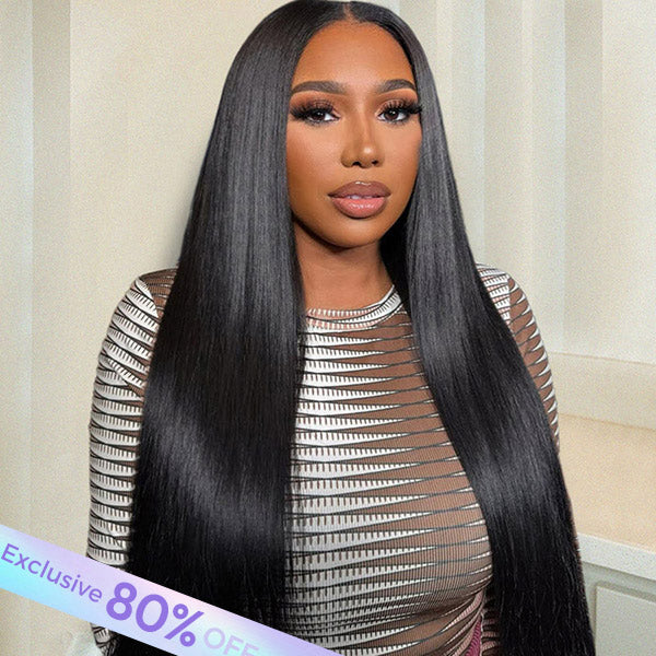 OQ HAIR Sleek Bone Straight Hair Snug Fit Drawstring Cap Pre-Cut 13x6 Lace Wear Go Glueless Wig