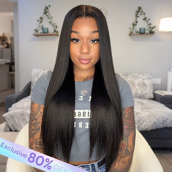 OQ HAIR Yaki Straight 9x6 Skin HD Lace Seamless Blend Wear Go Wig Long Length Glueless Install