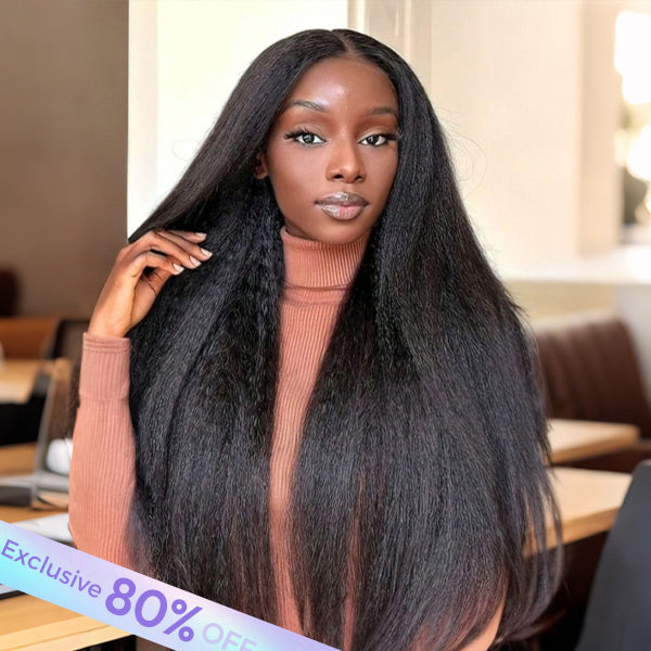 OQ HAIR Kinky Straight Extremely Full 9x6 Skin HD Lace Long Wear Go Glueless Wig For Daily Glam
