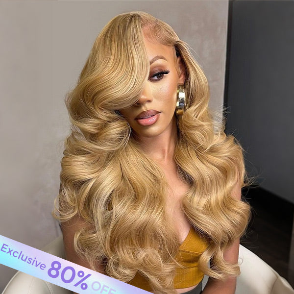 OQ HAIR Honey Blonde #27 Body Wave 7x5 Lace Full Density Long 26 Inches Wear Go Wig