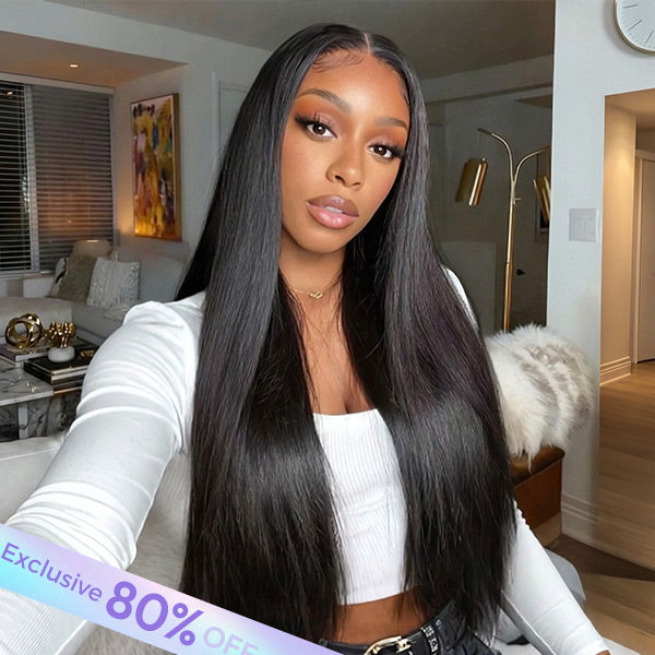 OQ HAIR Long Length Soft Straight Hair Perfect Melted 7x5 9x6 Skin HD Lace Glueless Wear Go Wig Bleached Knots