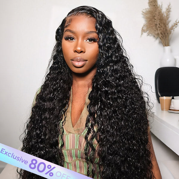 OQ HAIR Water Wave 13x6 Lace Frontal Wig No Fuss Long Length Human Hair Wig Comfortable Wear