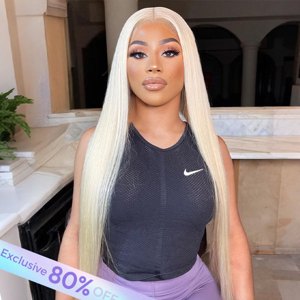 OQ HAIR Long 613 Blonde Straight/Body Wave 13x4 Lace Frontal Wig Real Human Hair Take Color Well