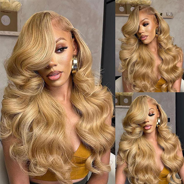 OQ HAIR Honey Blonde #27 Color Glueless Pre-Cut 7x5 Lace Wear Go Wig Pre-Everything Style For Daily Wear