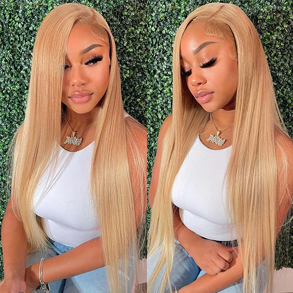 OQ HAIR Honey Blonde #27 Color Glueless Pre-Cut 7x5 Lace Wear Go Wig Pre-Everything Style For Daily Wear
