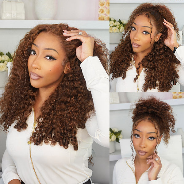 OQ HAIR Glueless Chocolate Brown/99J Color Burmese Curly 9x6 Lace Wear Go Wig