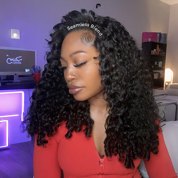 3 In 1 Half Wig | Burmese Curly Glueless Wear Go Half Wig With Elastic Drawstring Seamless Flip Over Wig