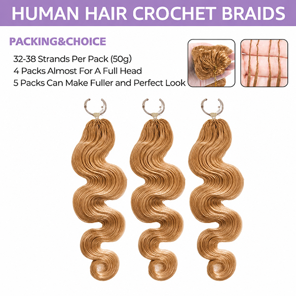 OQ HAIR #30 Lightweight Body Wave Crochet Human Hair Easy Salon-Quality Installation