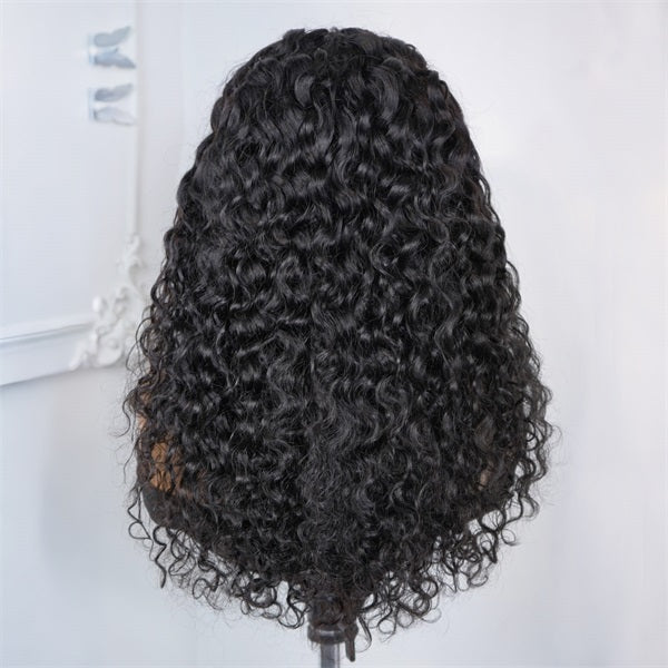 3 In 1 Half Wig Glueless Indian Curly Elastic Drawstring Natural Blend Wear Go Half Wig Easy To Install
