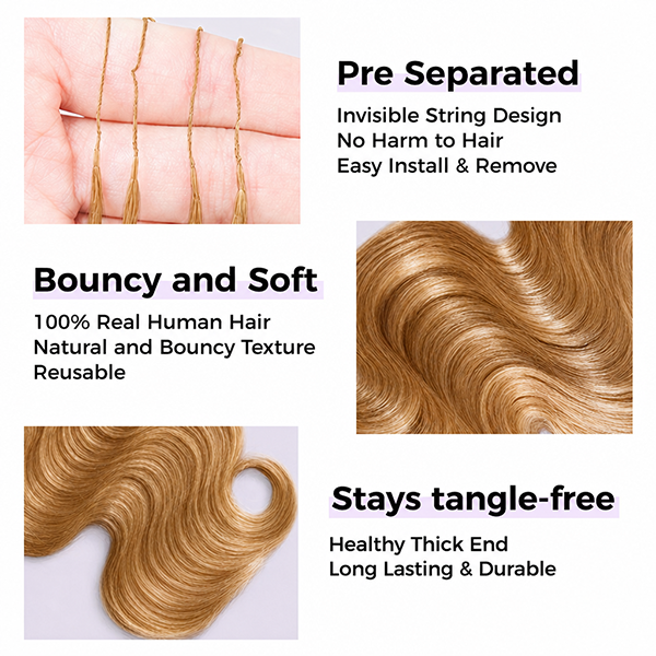OQ HAIR #30 Lightweight Body Wave Crochet Human Hair Easy Salon-Quality Installation
