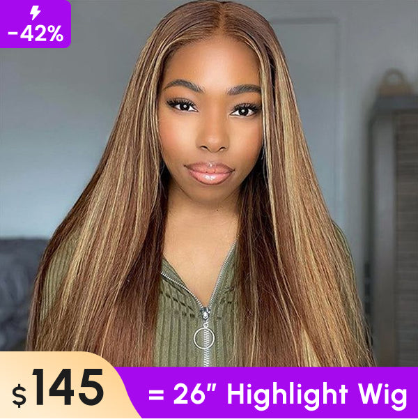 Clearance Sale | Straight Highlight 4/27 4x4 Lace Closure Wigs Human Hair