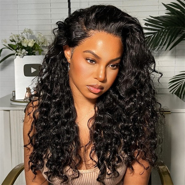 OQ Hair 13x6 Lace Indian Curly Wig Pre Bleached Hair Knots Wear Go Wig Human Hair Lace Frontal Wig With Elastic Drawstring